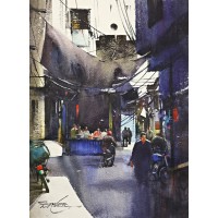 Sarfraz Musawir, Walled City, 11 x15 Inch, Watercolor on Paper, Cityscape Painting, AC-SAR-081